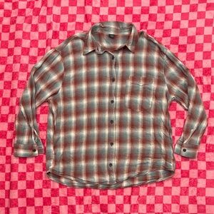 Wild Fable Orange and Blue Plaid Button-Down Shirt